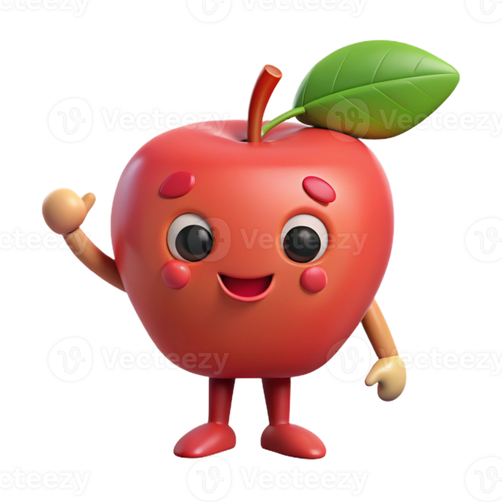 impressive tranquil nordic Apple character with a leaf and stem. Clean lines, flat color, with Scalable Design. luxury png