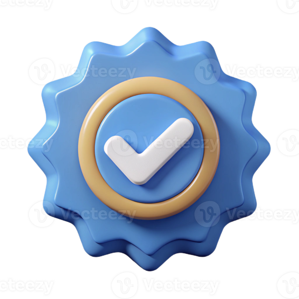 distinctive organic Circular badge with a checkmark. Crisp edges, flat color, minimal with Scalable Design. detailed png