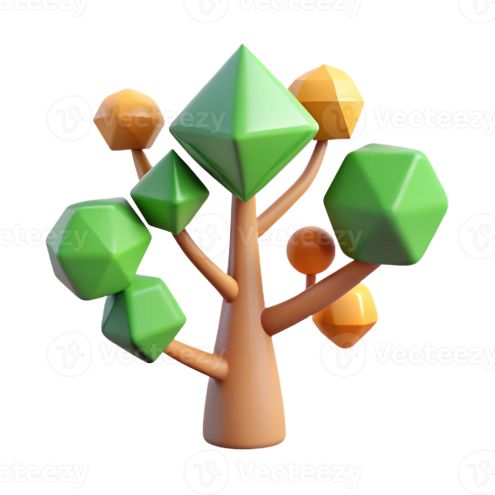 exquisite celebrated Stylized tree with geometric shapes. Minimal, with Scalable Design. png