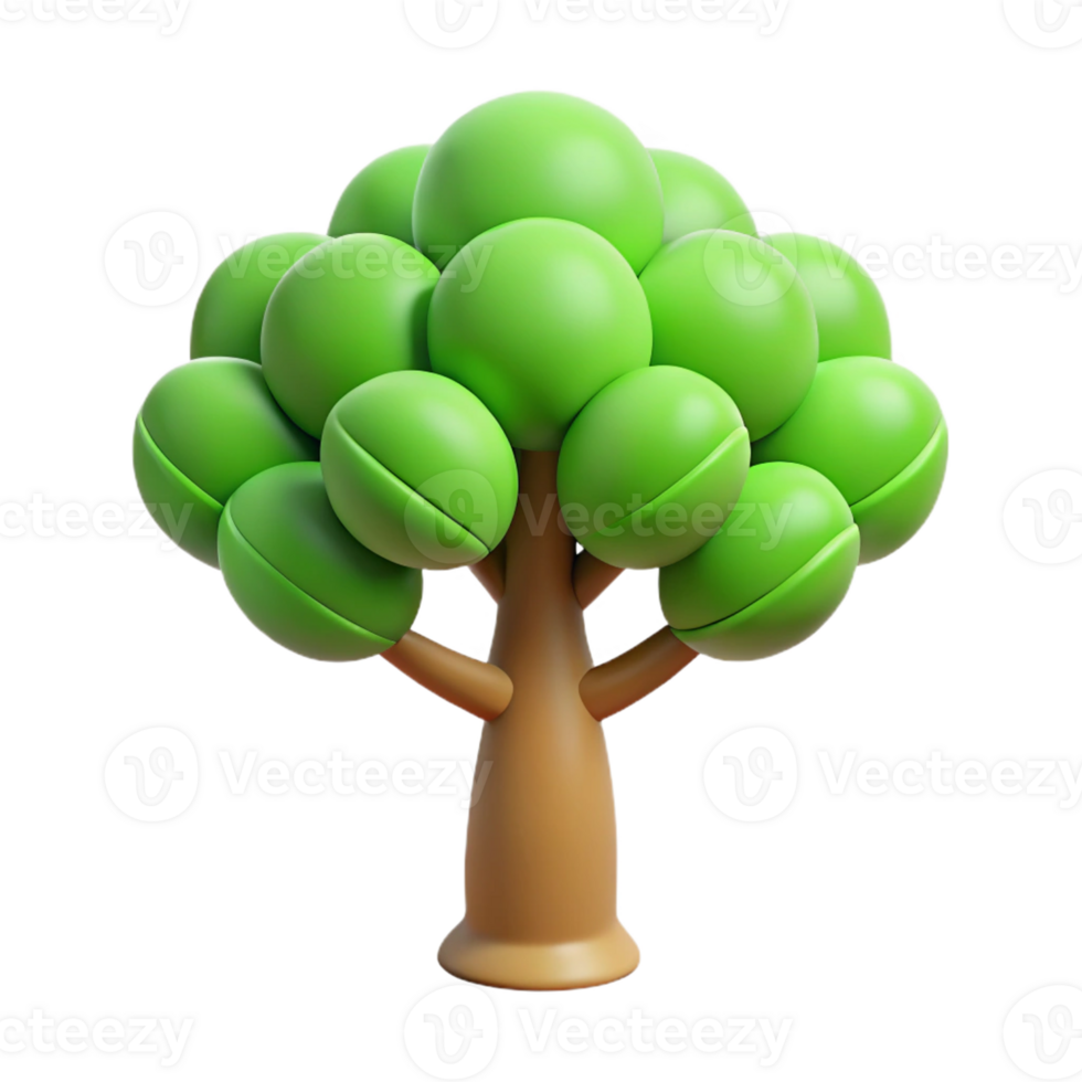 ethereal picturesque Stylized tree with circular leaves. Minimal, flat color, with Scalable Design. detailed png