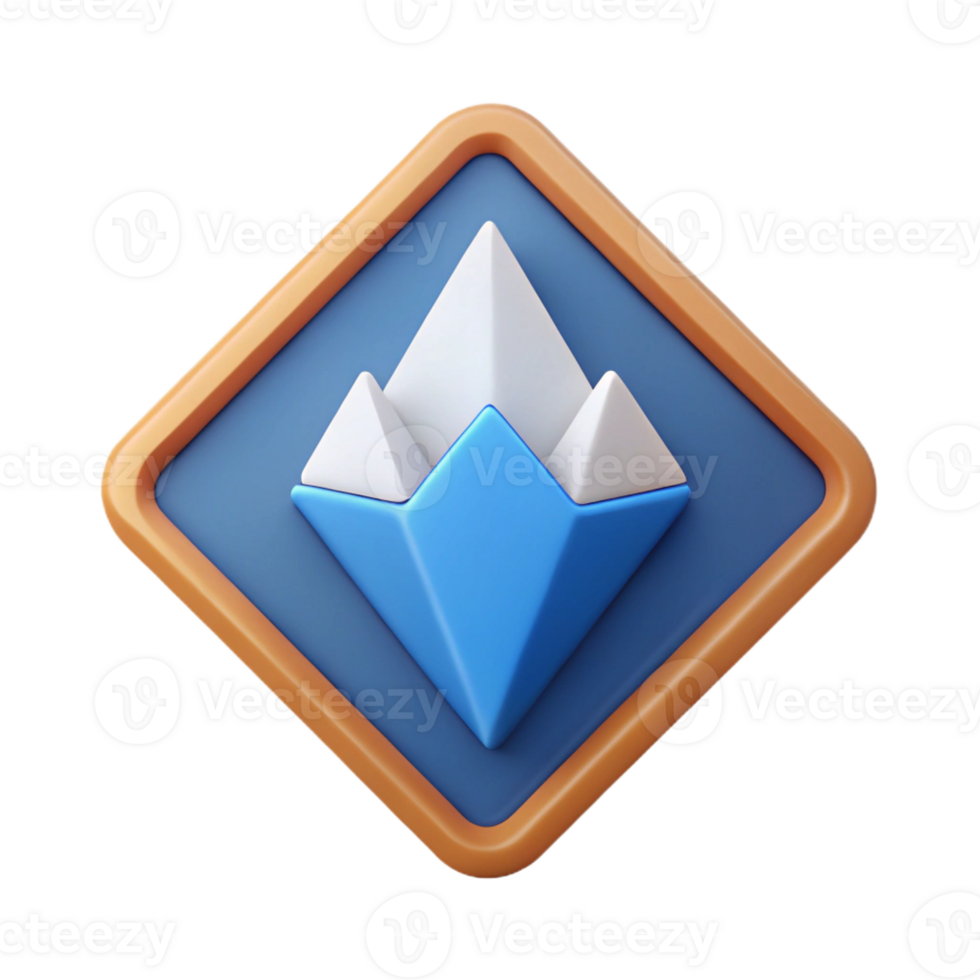 iconic gothic Diamond badge, stylized mountain peak. Flat color, minimal, single-weight stroke with Scalable Design. top-tier png