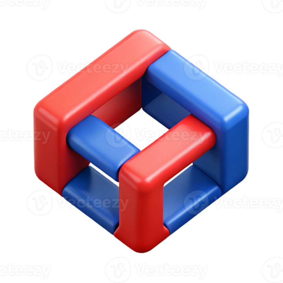 dazzling avant-garde Interlocking squares with crisp edges, flat red and blue colors. Clean lines. with Scalable Design. premium png