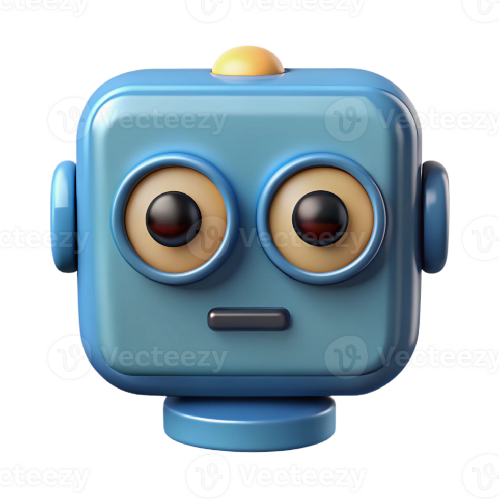 elegant memorable Square robot with rounded corners and circular eyes. Minimal design, single-weight stroke with Scalable Design. png