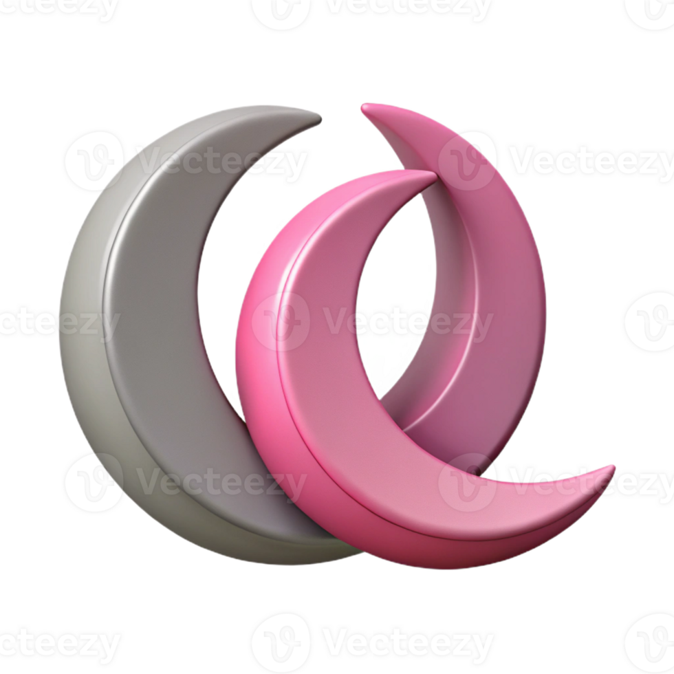 acclaimed classic Interlocking crescent shapes. Flat pink and grey, clean lines. with Scalable Design. authentic png