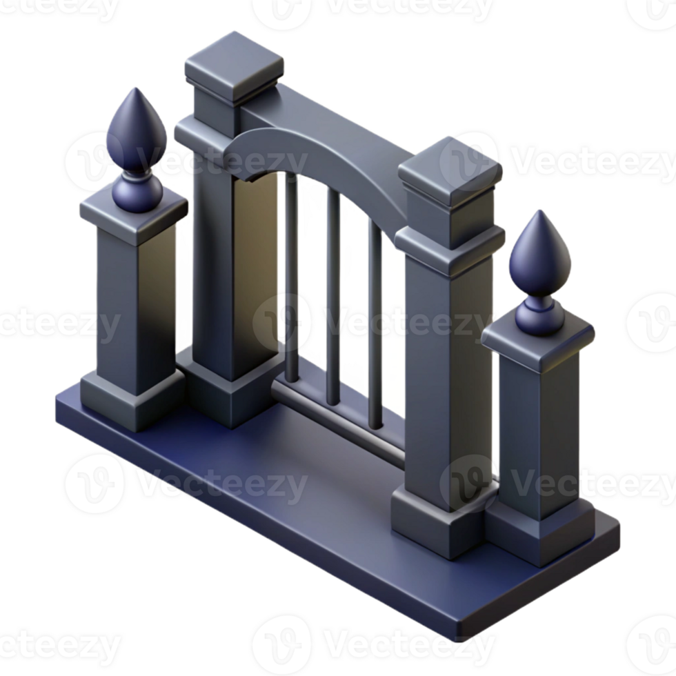 coveted elegant Symmetrical isometric gate with sharp edges and a black color with Scalable Design. genuine png