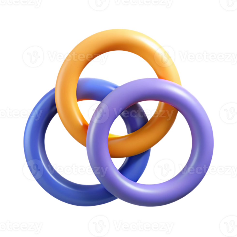 gorgeous tranquil abstract Three interlocking circles representing connection. Clean lines, flat color, minimal design with Scalable Design. sharp png