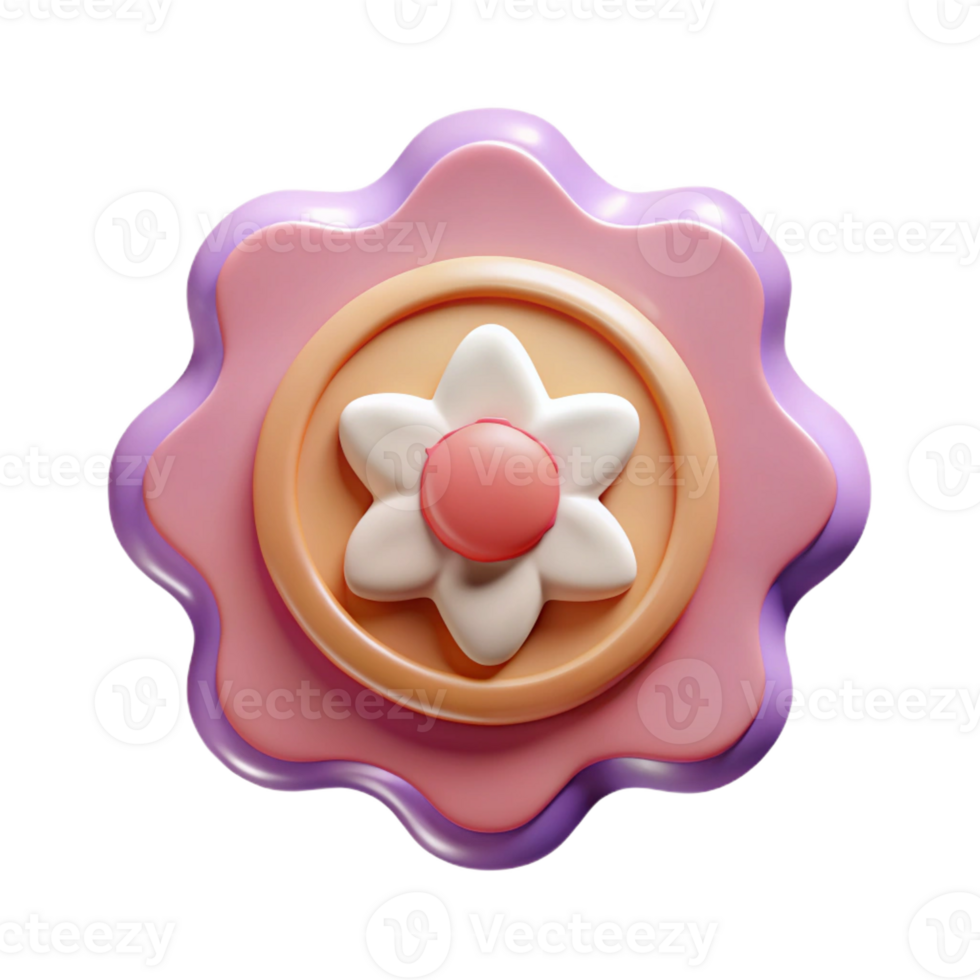 picturesque harmonious urban Scalloped edge badge, simple flower icon. Clean lines, flat color, with Scalable Design. perfect clarity png
