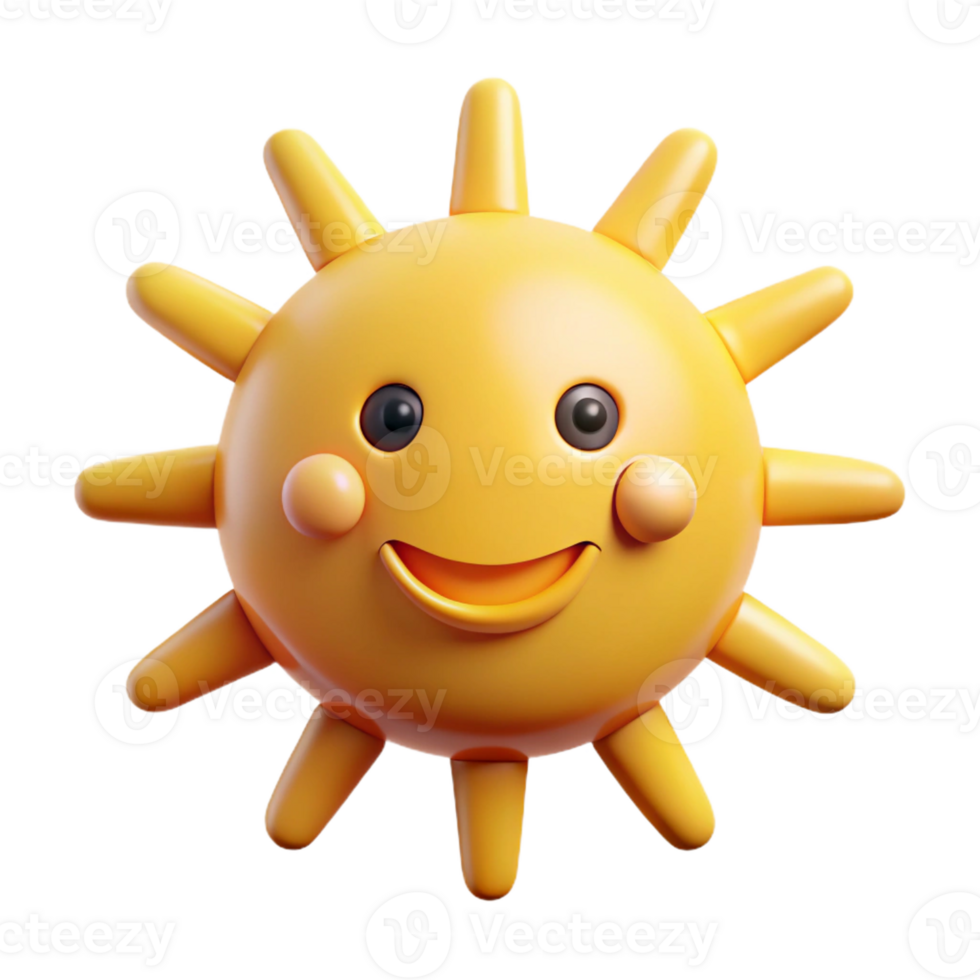 joyful captivating Circular sun character with simple rays, smiling face. Scalable, single-weight stroke, flat color with Scalable Design. handcrafted png