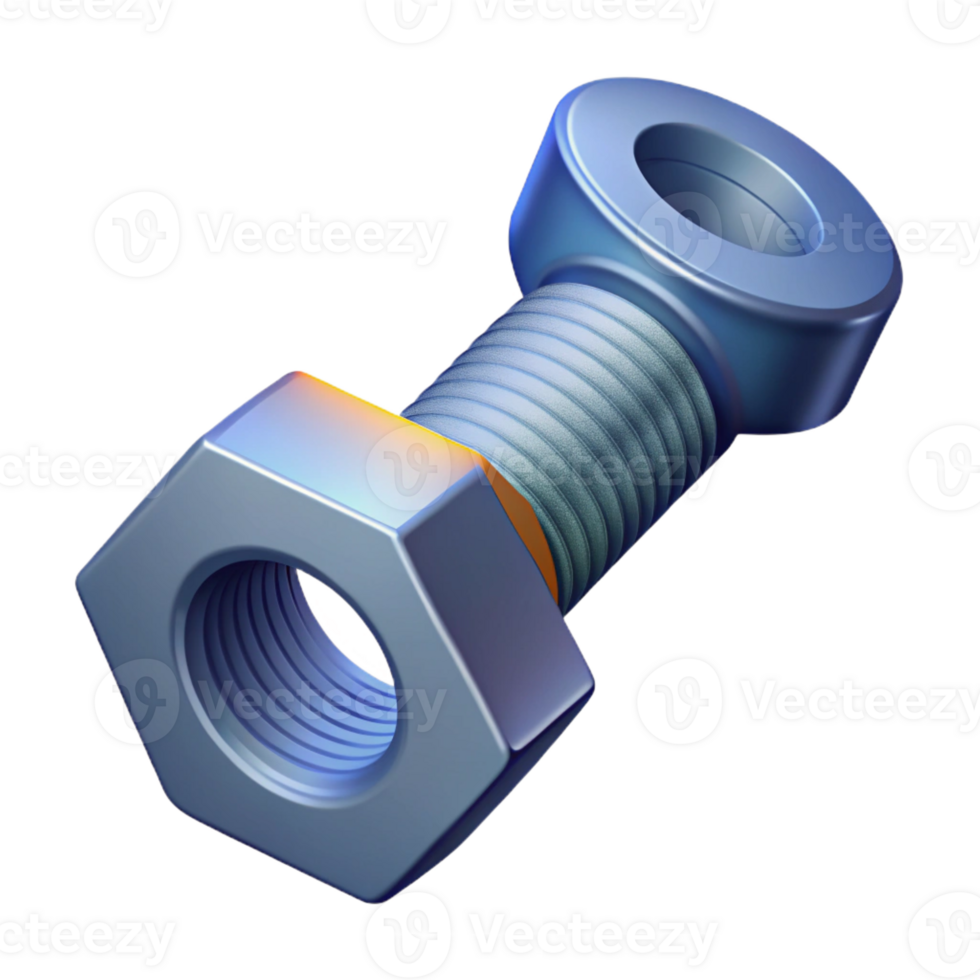 elegant inspired Isometric view of a bolt and nut. Clean lines, scalable, flat color with Scalable Design. png