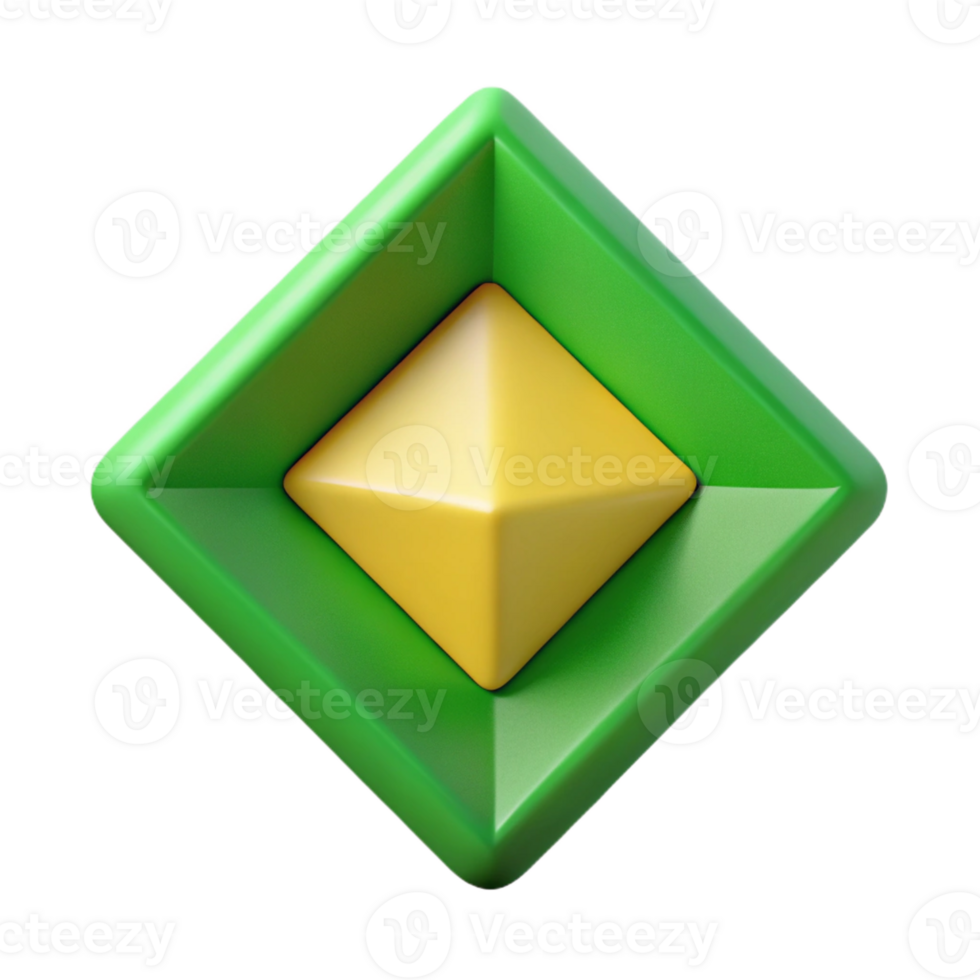 alluring reflective surreal Green triangle intersecting a yellow square. Flat color, crisp edges, minimal with Scalable Design. premium png