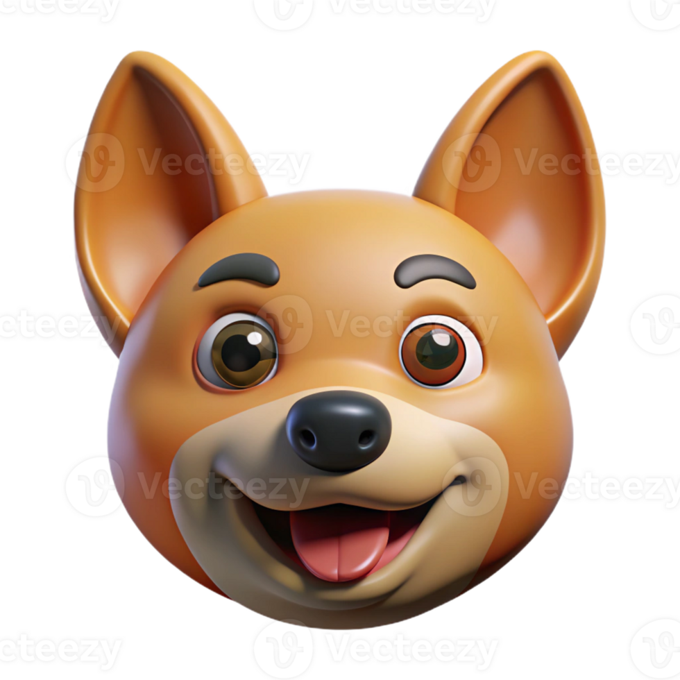 fascinating distinctive Dog face with rounded ears, happy expression. Scalable, flat color, single-weight stroke with Scalable Design. png