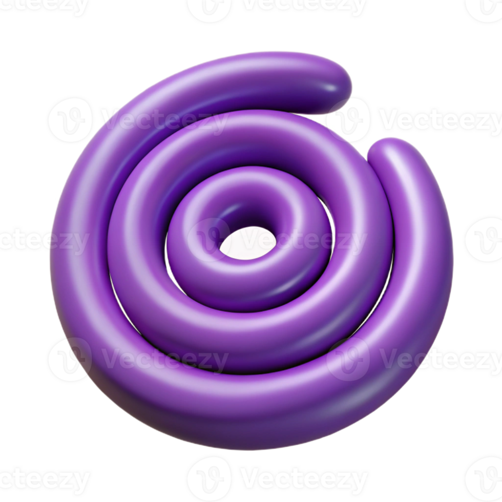 nostalgic picturesque Spiral character with a tight coil. Symmetrical, flat purple color with Scalable Design. 4K png