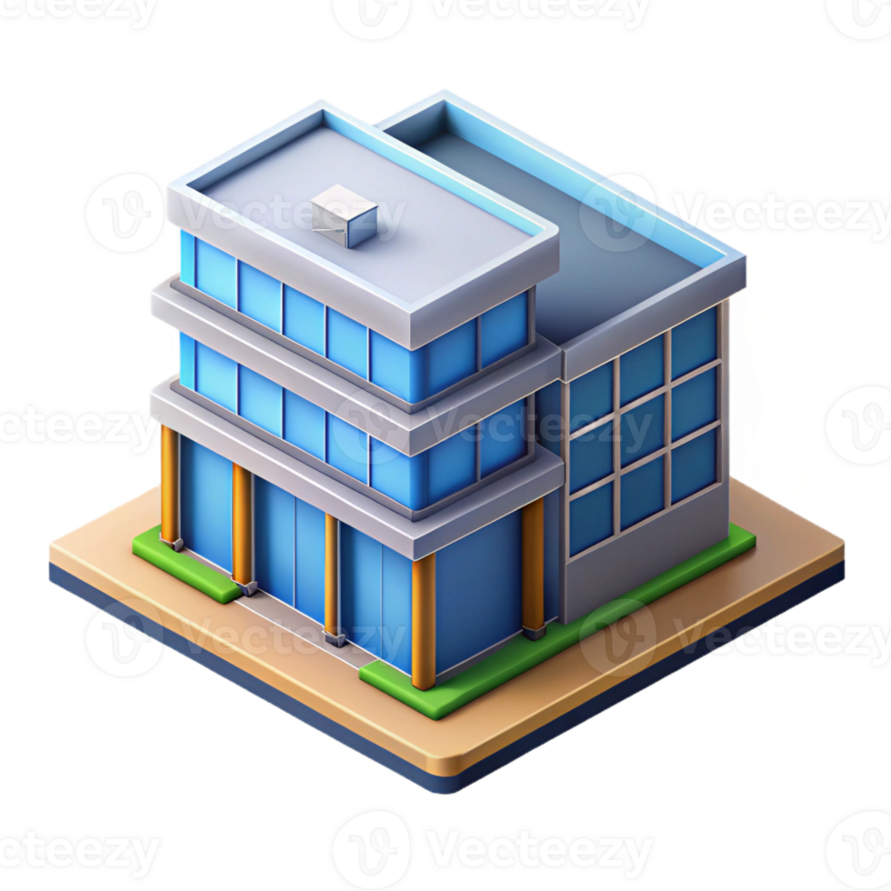 spectacular minimalist Crisp edges isometric office building with Scalable Design. high quality png