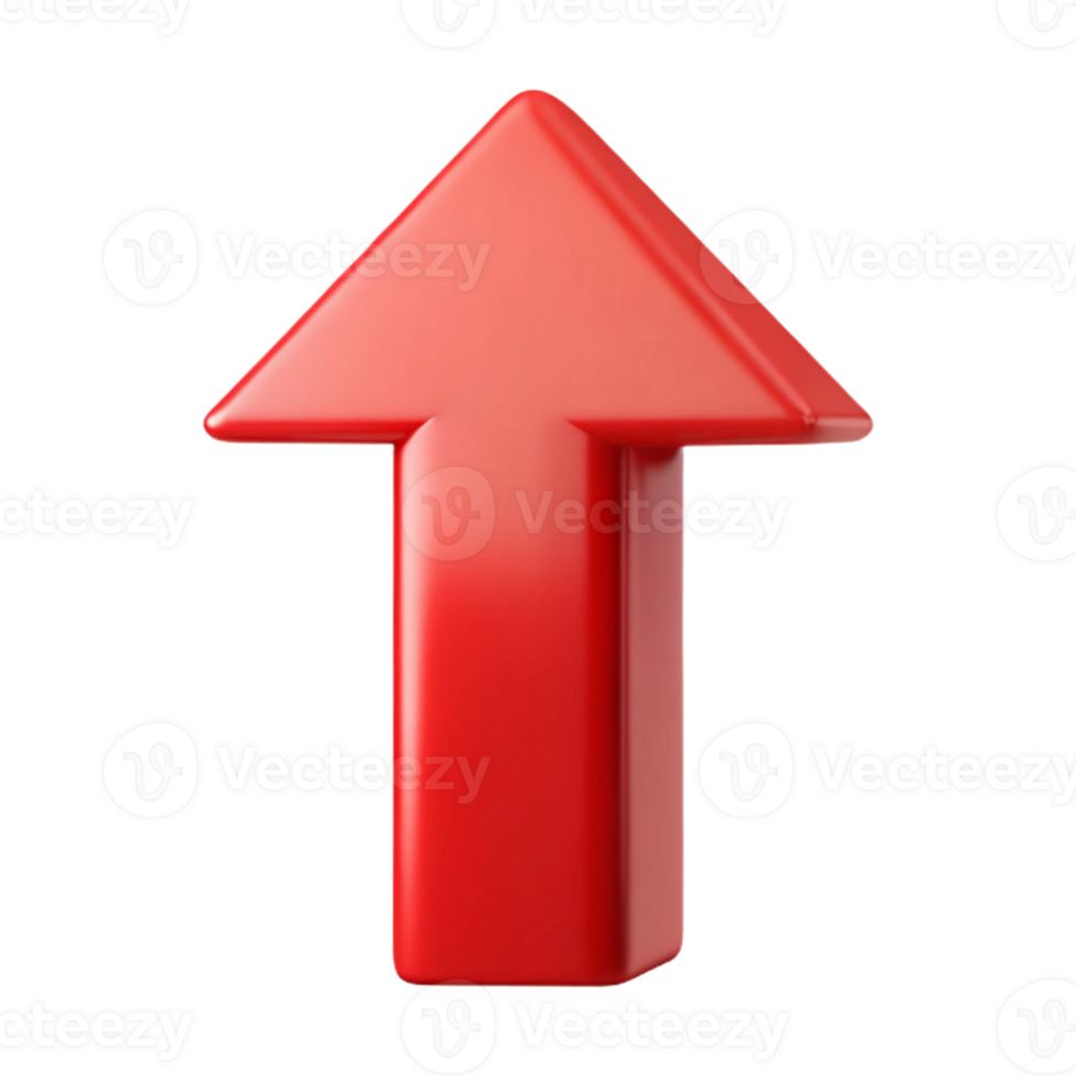 striking whimsical artistic Abstract arrow pointing upwards. Clean lines, flat red color, and with Scalable Design. original png