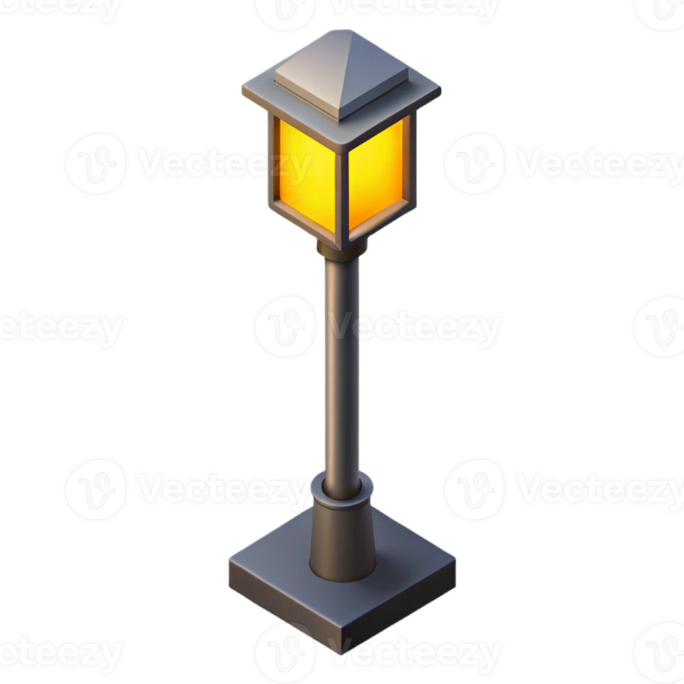 immaculate contemporary Isometric street light, single-weight stroke, clean lines, with Scalable Design. impeccable png