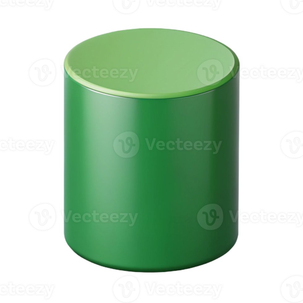 distinctive elegant Geometric cylinder, clean lines, flat green with Scalable Design. crisp png