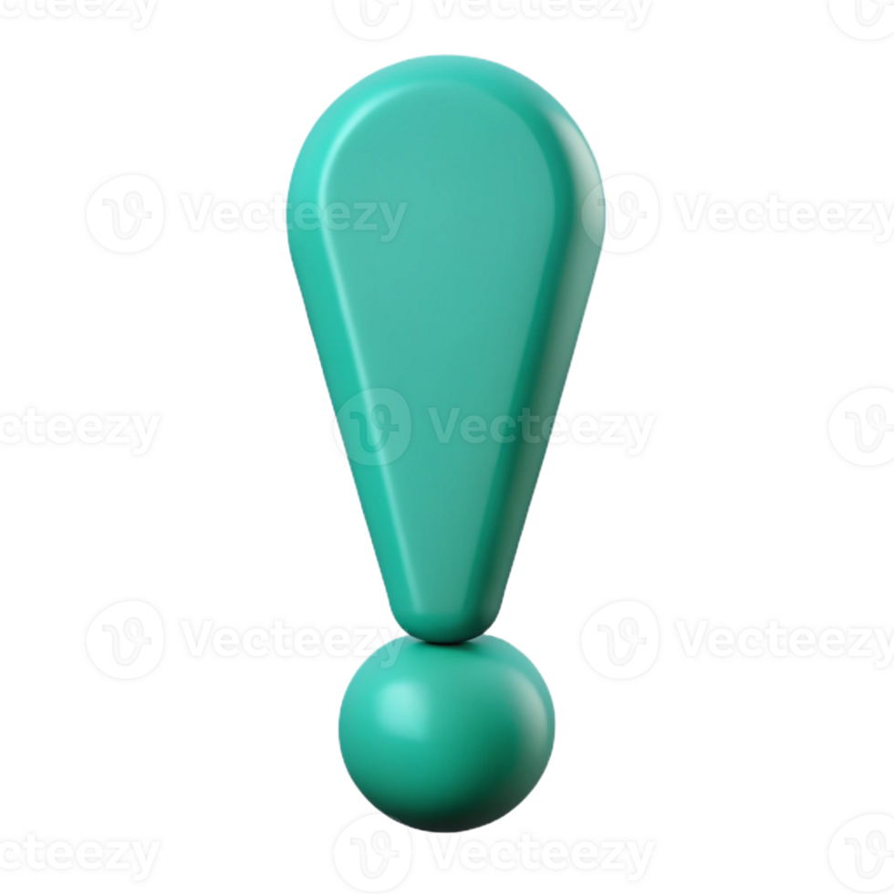 whimsical dazzling Exclamation mark pictogram. Geometric shape, clean lines, flat color with Scalable Design. studio quality png