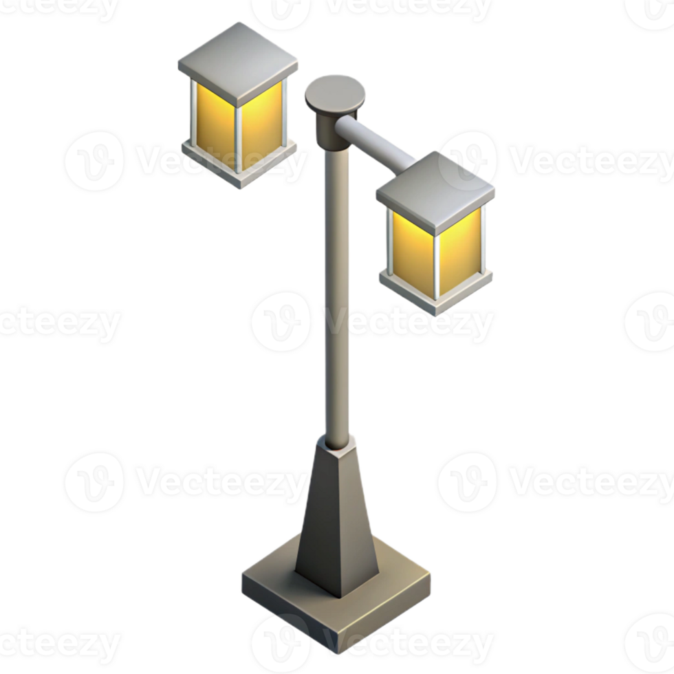 vibrant distinctive Isometric street light, single-weight stroke, clean lines, with Scalable Design. png