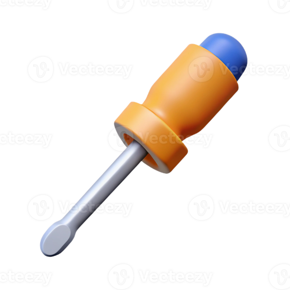 quintessential industrial Minimalist drawing of a screwdriver. Flat color, crisp edges, with Scalable Design. impeccable png