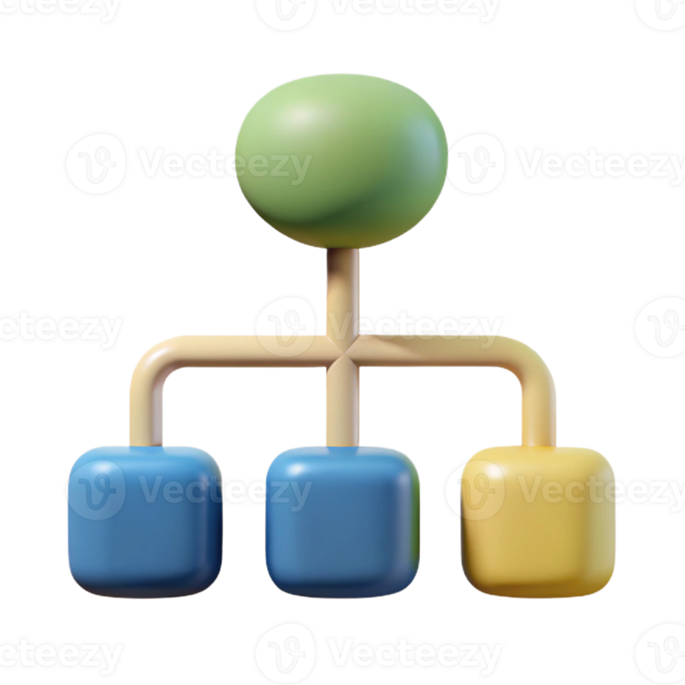 elegant artistic Tree diagram with three branches. Scalable, flat color with Scalable Design. high quality png