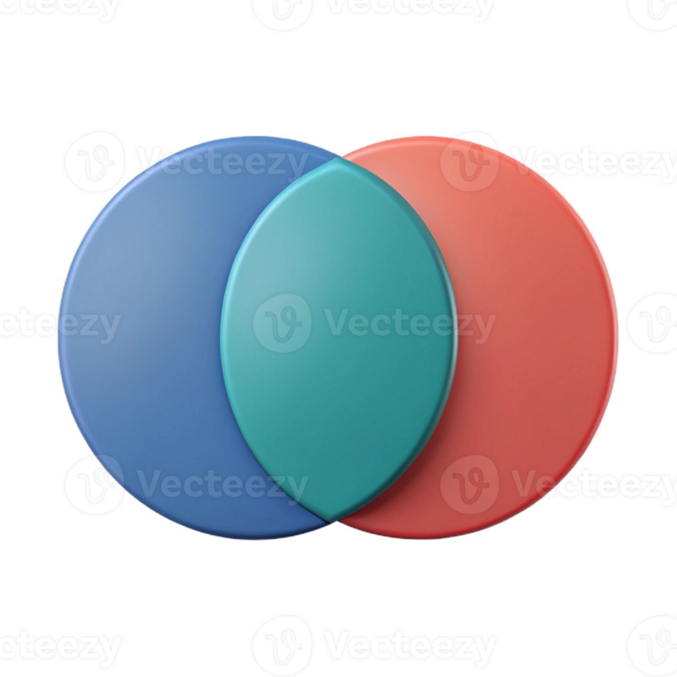 elegant nordic Venn diagram with two overlapping circles. Minimal design, single-weight stroke, flat color with Scalable Design. professional png