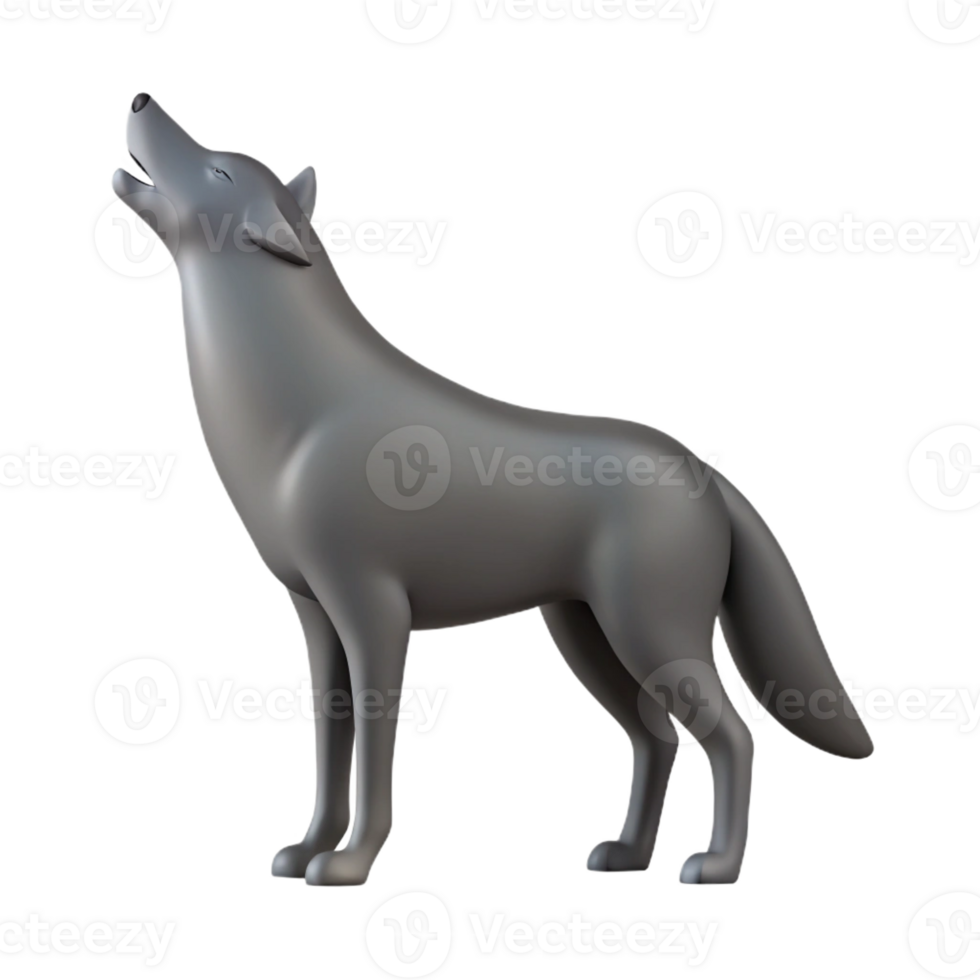dreamy serene Silhouette of a howling wolf. Clean lines, flat color, crisp edges with Scalable Design. precision png