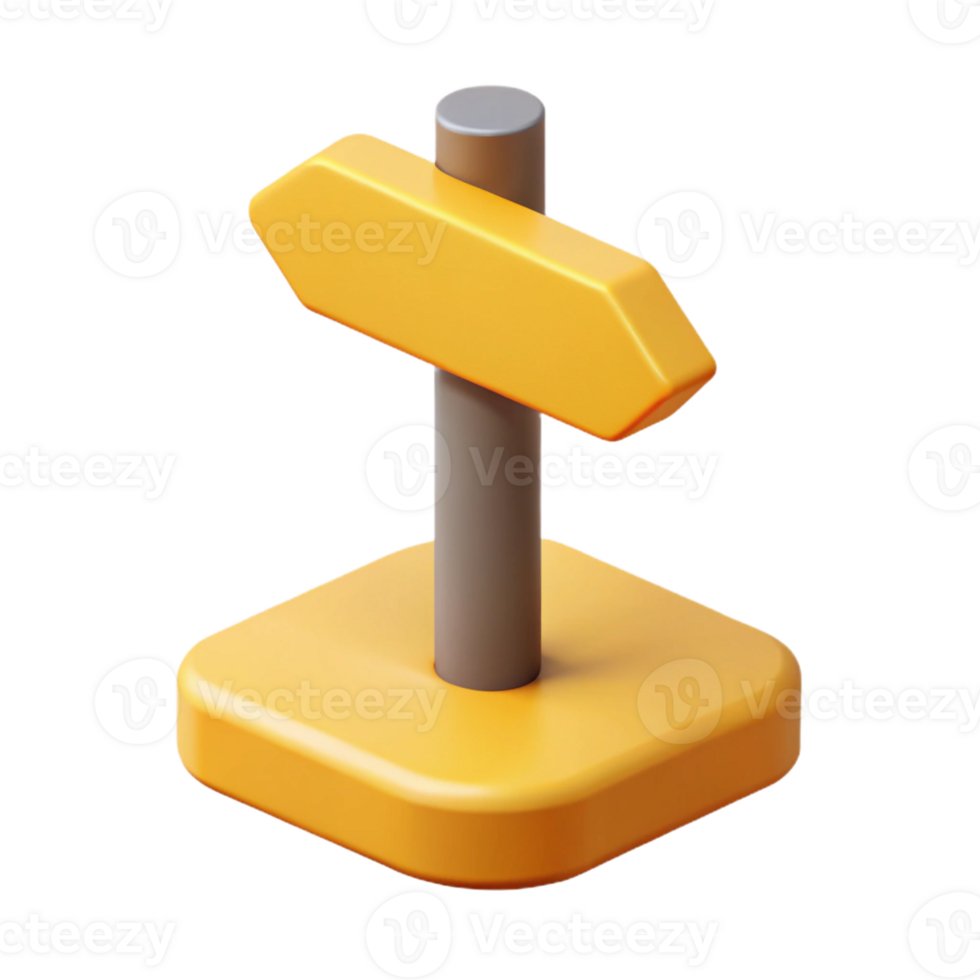 alluring modern Flat color isometric signpost, crisp edges, yellow with Scalable Design. ultra HD png