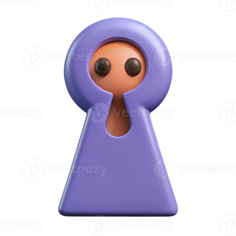 dazzling exemplary Keyhole-shaped character with a surprised expression. Flat color, crisp edges, symmetrical with Scalable Design. png