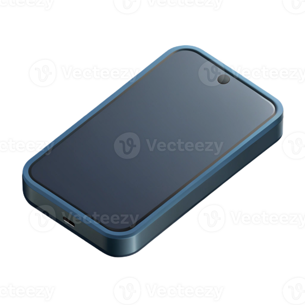 timeless art deco Isometric phone with clean lines, flat black with Scalable Design. handcrafted png