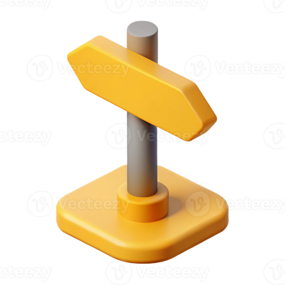iconic modern Flat color isometric signpost, crisp edges, yellow with Scalable Design. artisan png