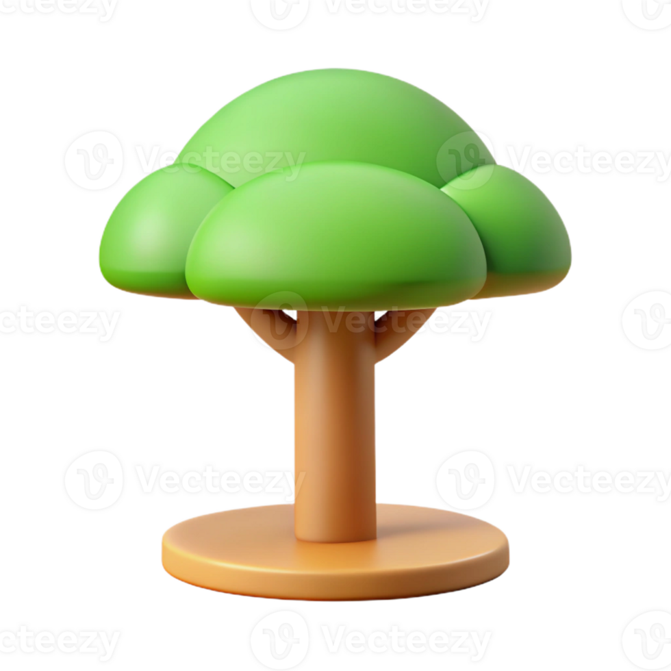 rare organic Flat color tree icon with circular canopy. Minimal design, clean lines. Symmetrical with Scalable Design. detailed png