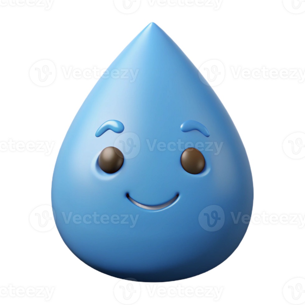 whimsical breathtaking Teardrop-shaped character with a simple smile. Flat color, crisp edges, with Scalable Design. flawless png