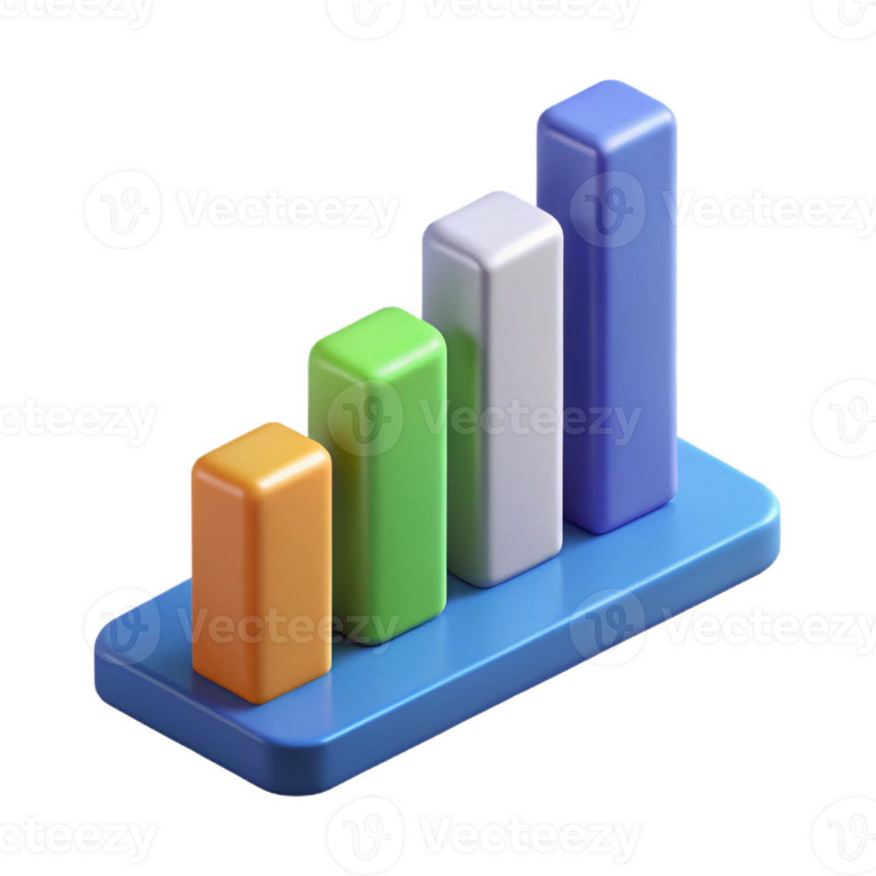captivating tranquil geometric Horizontal bar graph with five bars of varying heights. Scalable, flat color, single-weight stroke with Scalable Design. expertly shot png