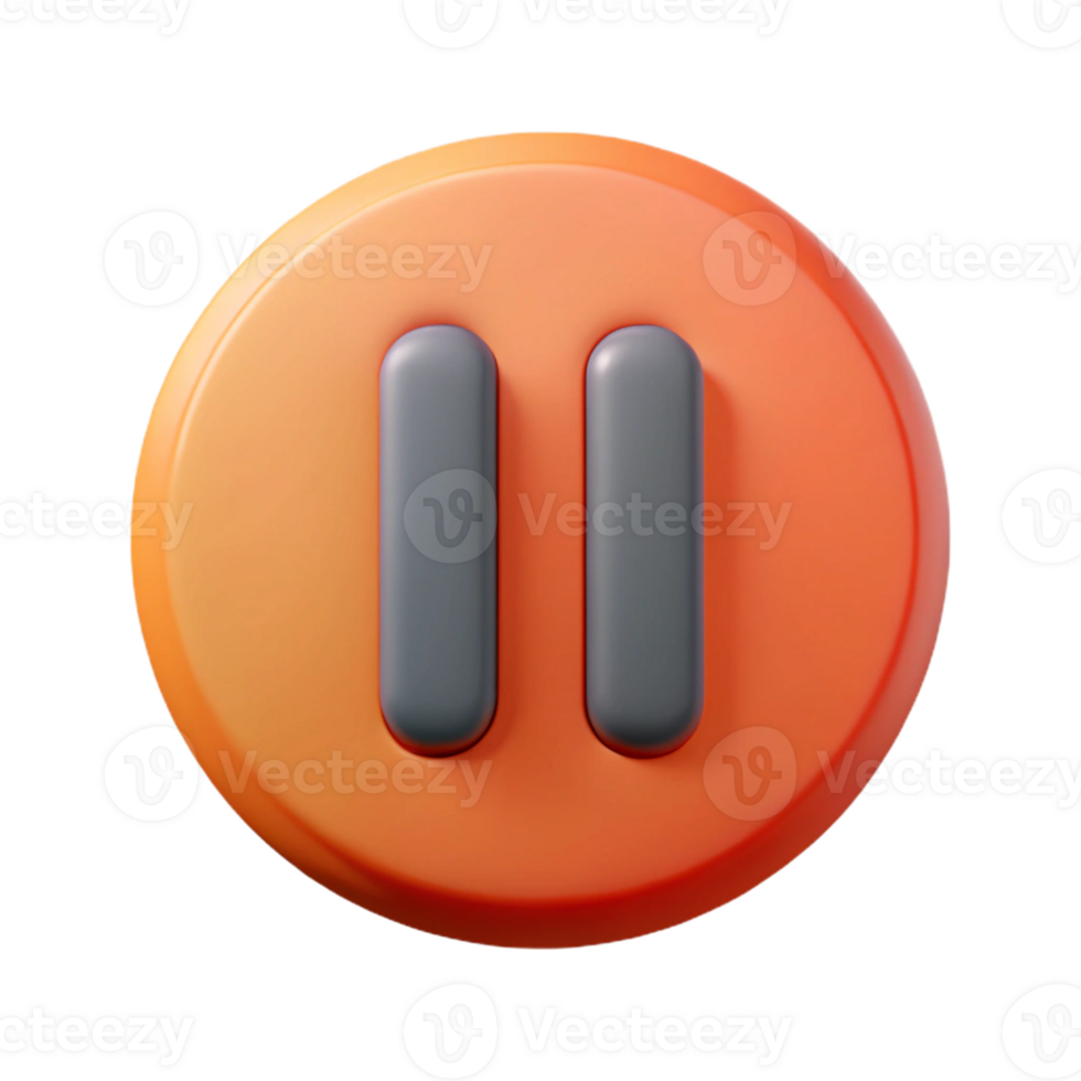 harmonious picturesque Pause button icon with two vertical bars. Clean lines, flat color, symmetrical with Scalable Design. 4K png