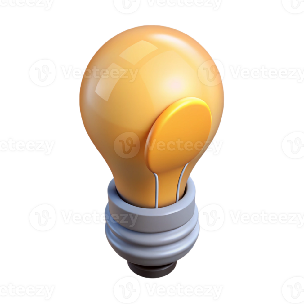 glorious futuristic Isometric lightbulb with filament. Minimal, single-weight stroke with Scalable Design. flawless png