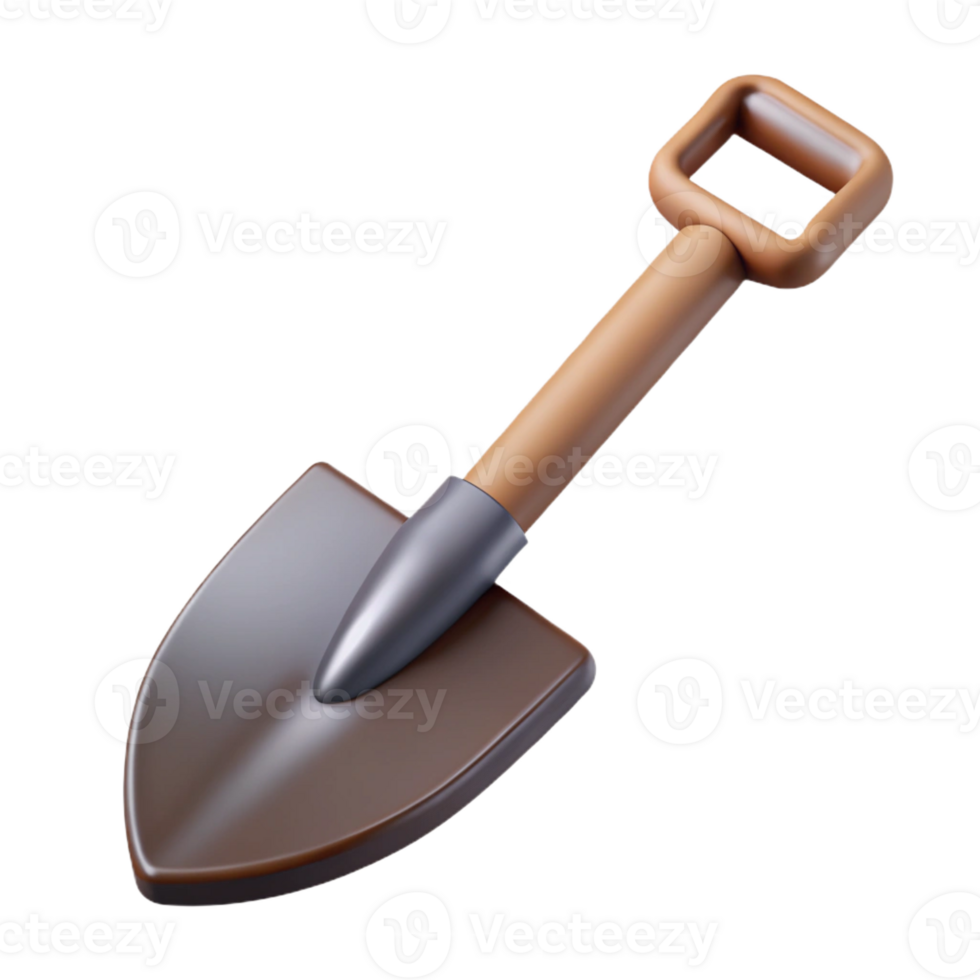 hypnotic modern Scalable isometric shovel, sharp edges, brown with Scalable Design. gallery standard png