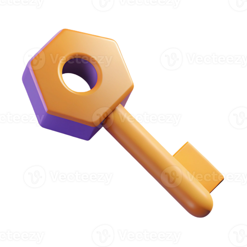 gorgeous reflective art deco Geometric, flat color illustration of a key. Crisp edges, minimal with Scalable Design. detailed png