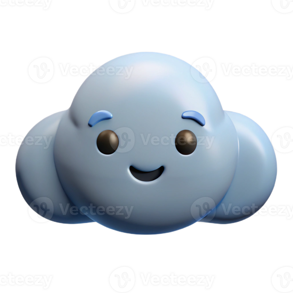 impressive impressionist Cloud character with a simple smiling face. Single-weight stroke, clean lines, with Scalable Design. expertly shot png