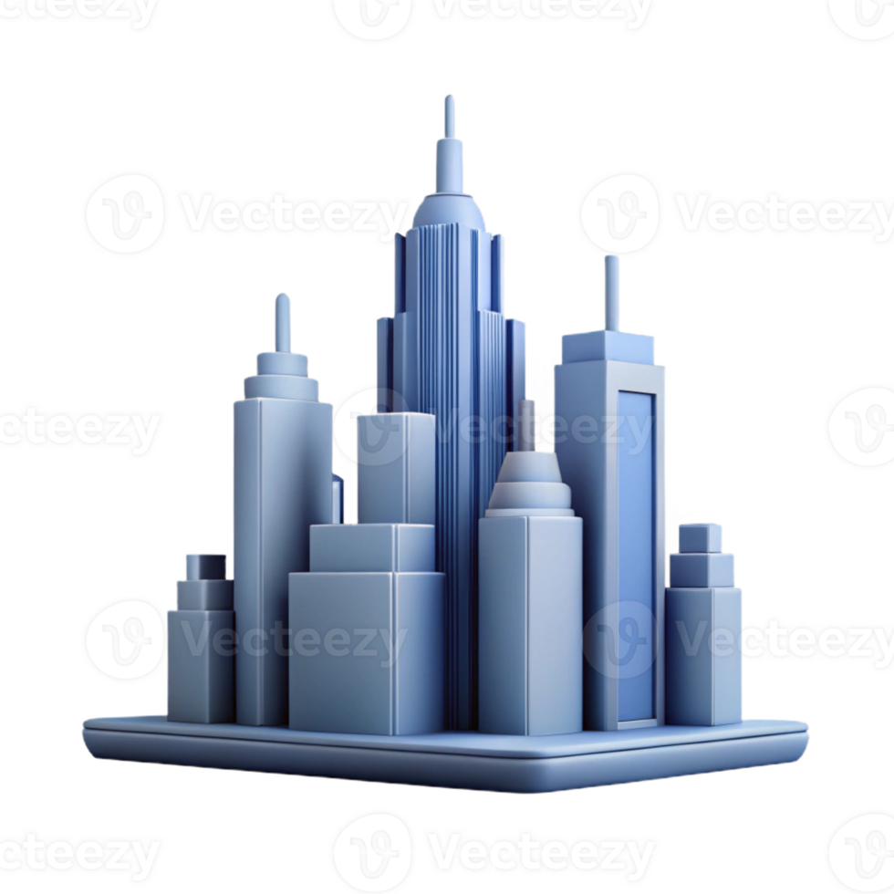 radiant remarkable Silhouette of a skyscraper city skyline. Clean lines, flat color, with Scalable Design. png