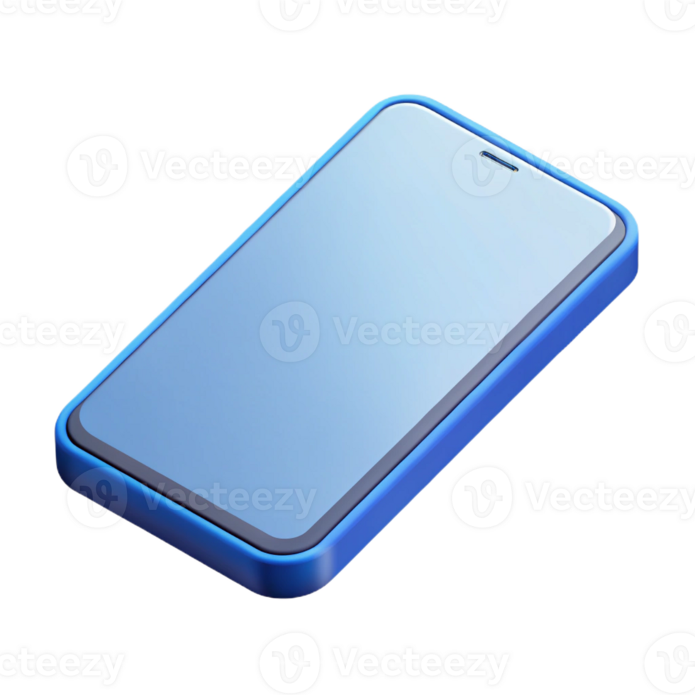 mesmerizing playful organic Isometric smartphone with blank screen. Flat color, crisp edges with Scalable Design. fine detail png