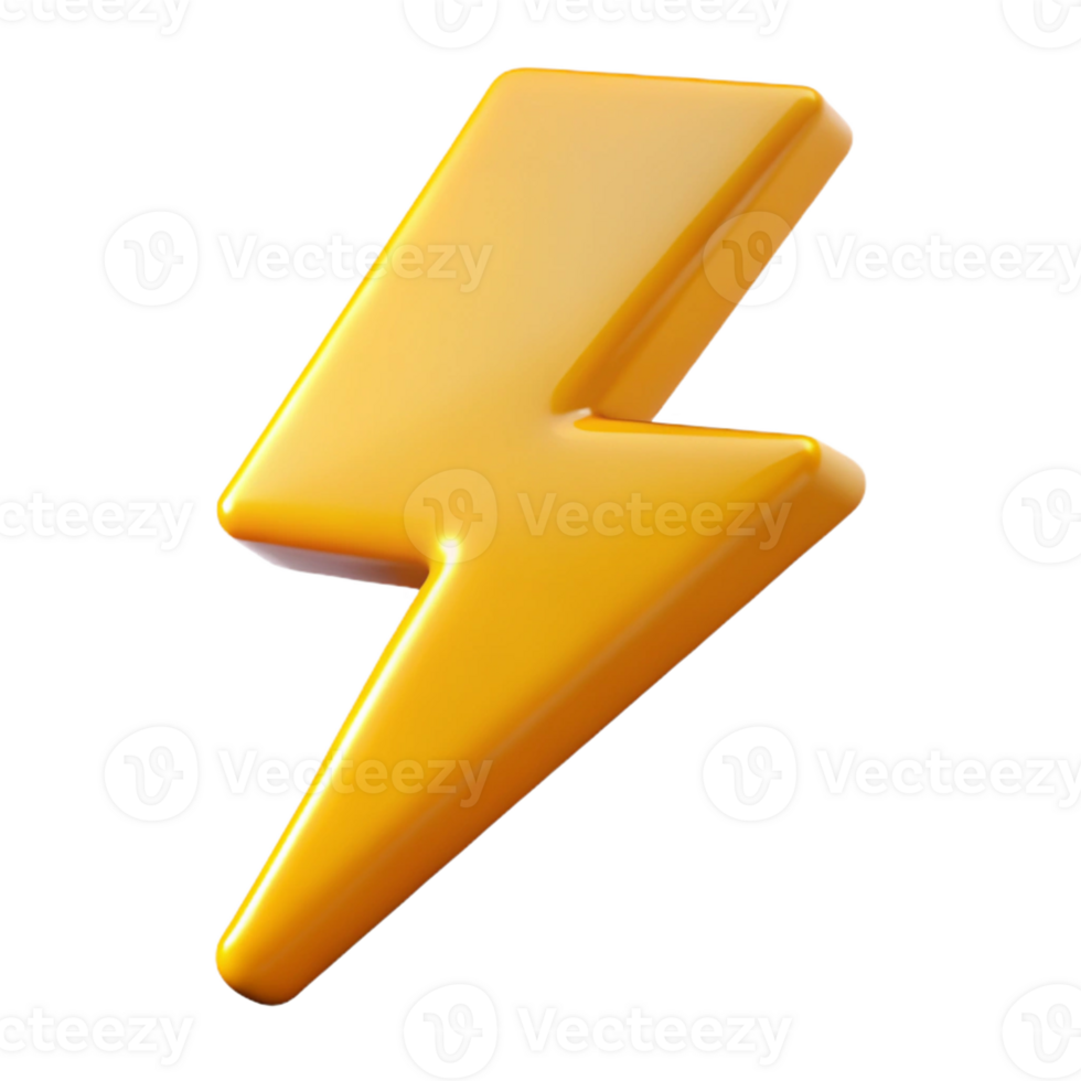 whimsical dramatic Stylized lightning bolt character. Clean lines, flat color, with Scalable Design. perfect clarity png