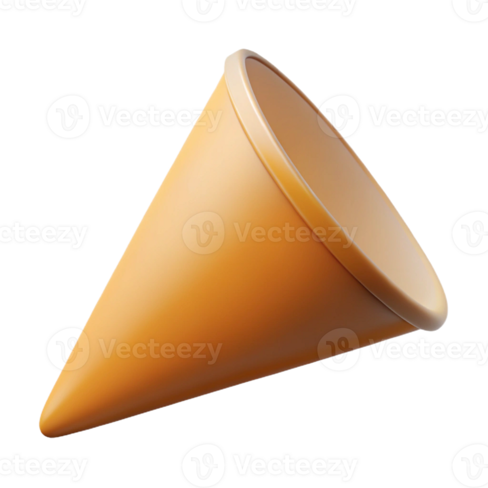 elegant classic Geometric silhouette of a cone. Crisp edges, single-weight stroke, with Scalable Design. expertly shot png
