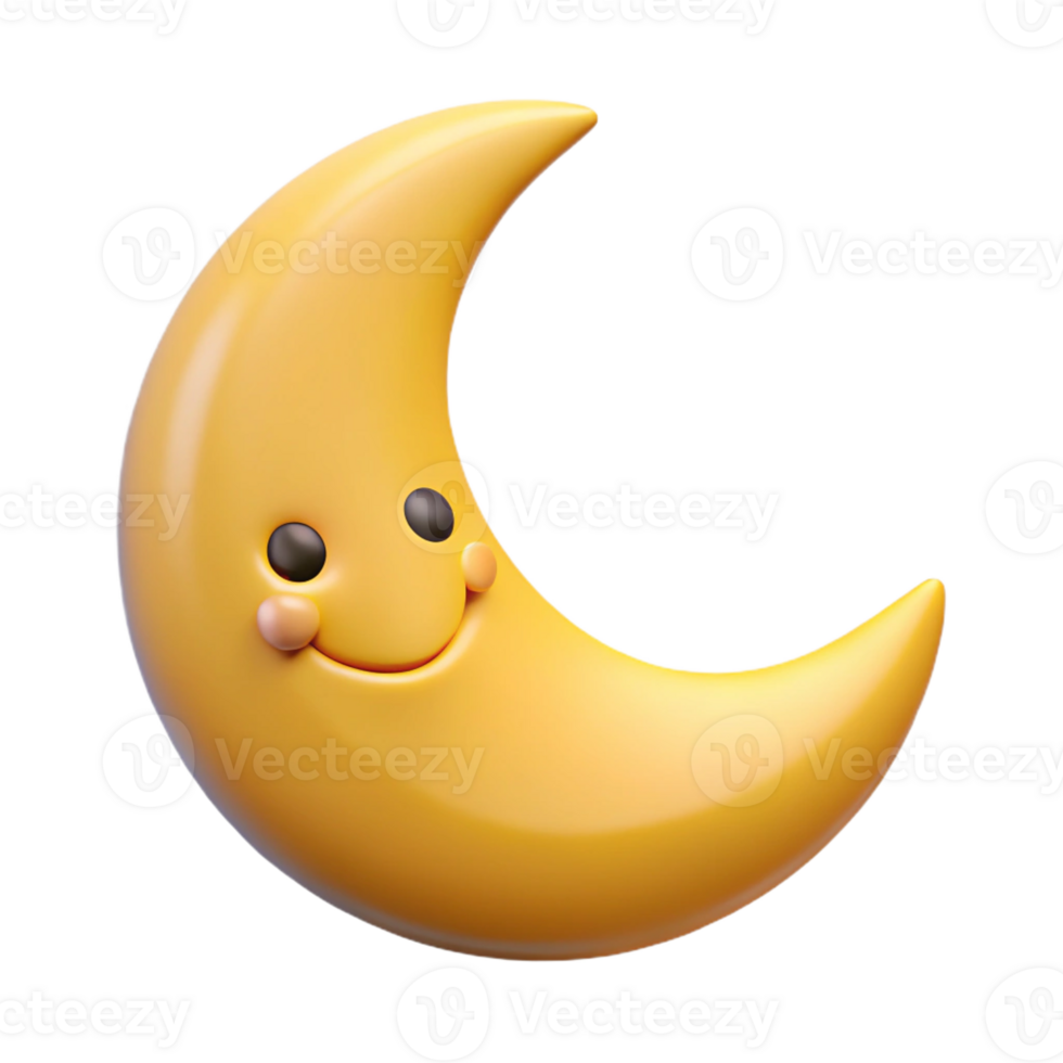 whimsical mesmerizing Smiling crescent moon character with pointed tips. Clean lines, flat color, minimal design with Scalable Design. luxury png