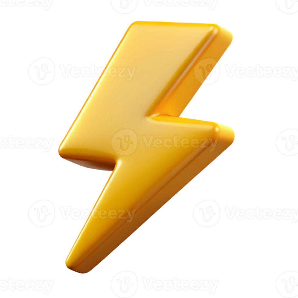 vibrant bold elegant Stylized lightning bolt character. Clean lines, flat color, with Scalable Design. high quality png