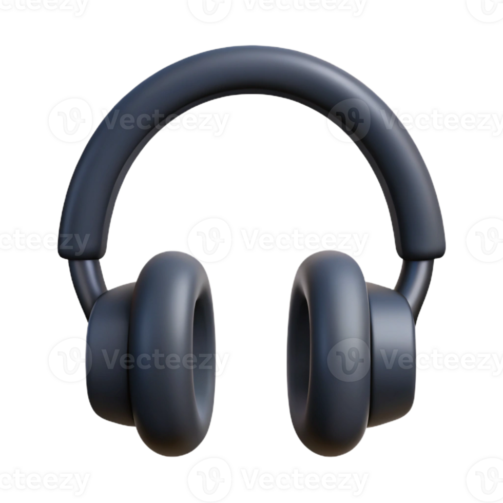 serene traditional Minimalist headphone logo with clean lines. Flat black color with Scalable Design. flawless png