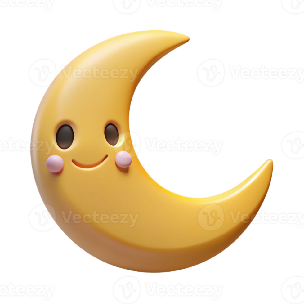 gorgeous unparalleled Smiling crescent moon character. Clean lines, flat color, crisp edges with Scalable Design. png