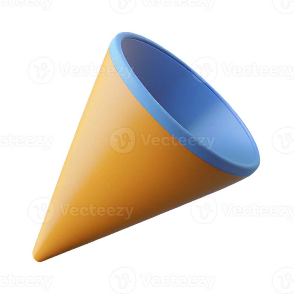 celebrated nordic Three-dimensional cone, crisp edges, minimal design. Flat color, with Scalable Design. crisp png