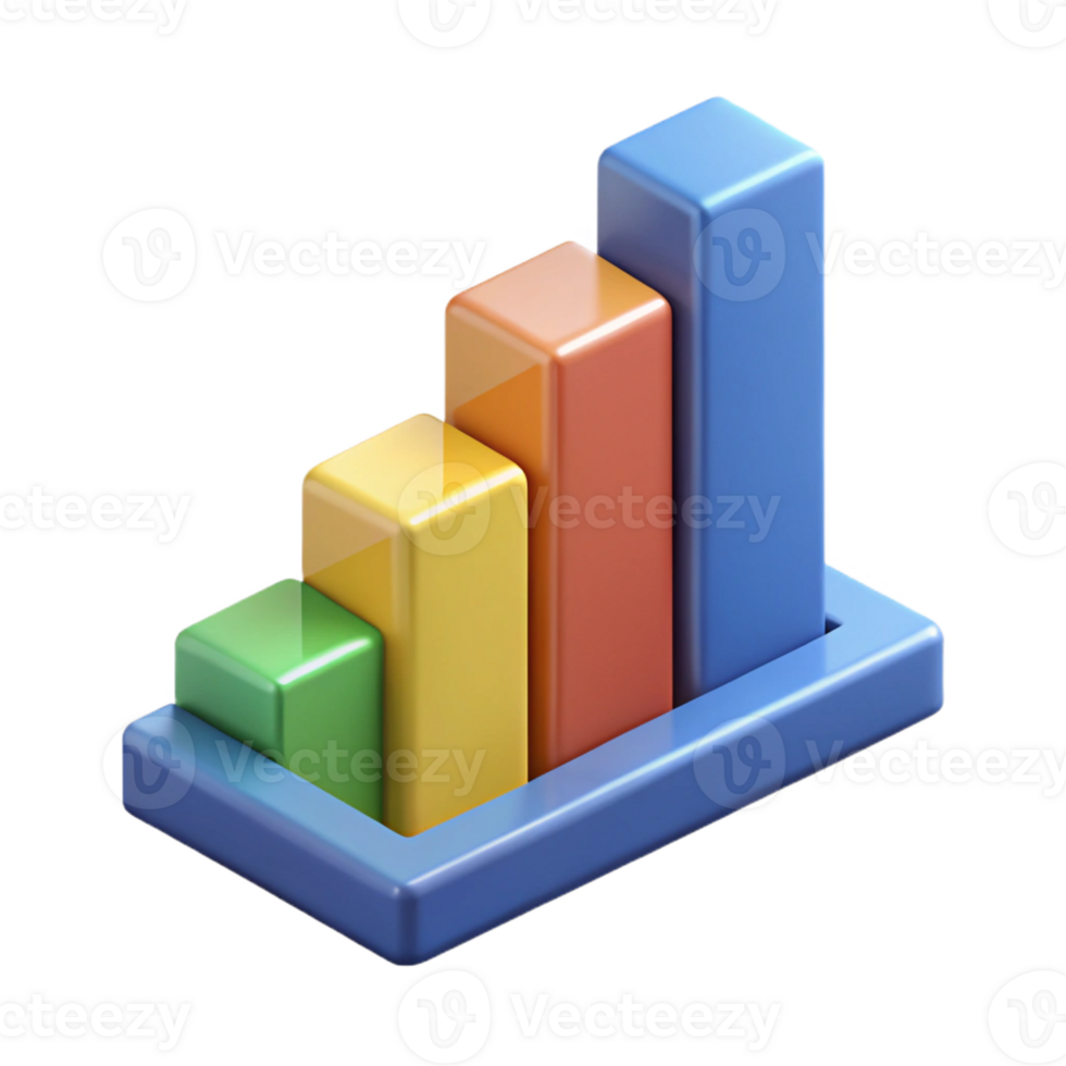 bold picturesque Stacked bar graph with four segments. Clean lines, flat color, geometric with Scalable Design. 4K png