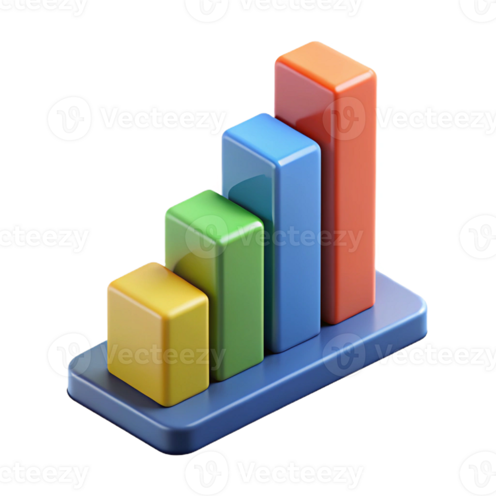 fascinating dreamy surreal Stacked bar graph with four segments. Clean lines, flat color, geometric with Scalable Design. high quality png