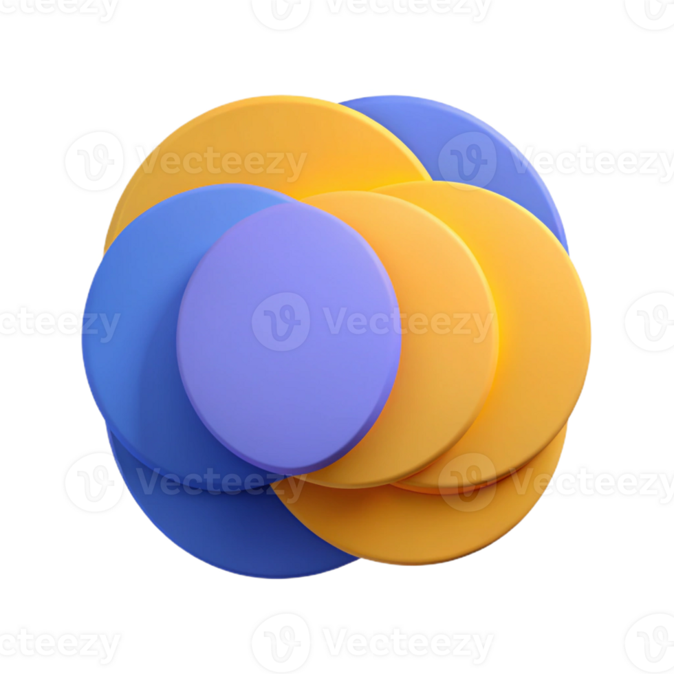 hypnotic whimsical mid-century Overlapping circles, crisp edges, minimal design. Flat color with Scalable Design. perfect clarity png